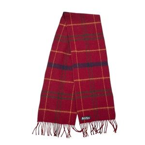 Røros Tweed Red Tartan Plaid Wool Scarf